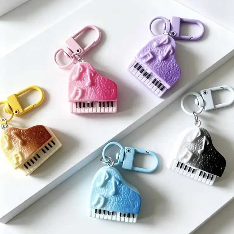 Mini Piano Shape Keychain Gradient Color 3D Music Note Details Bag Decor Gift For Music Lovers Piano Players