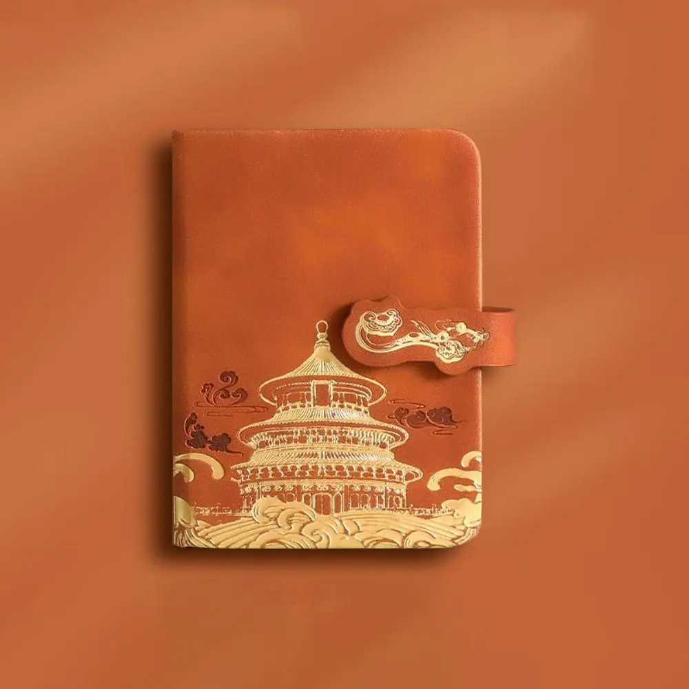 PU Cover Pocket Record Notebook A7 100 Sheets Meeting Record Handbook Student Stationary Chinese Style Mini Daily Planner Travel