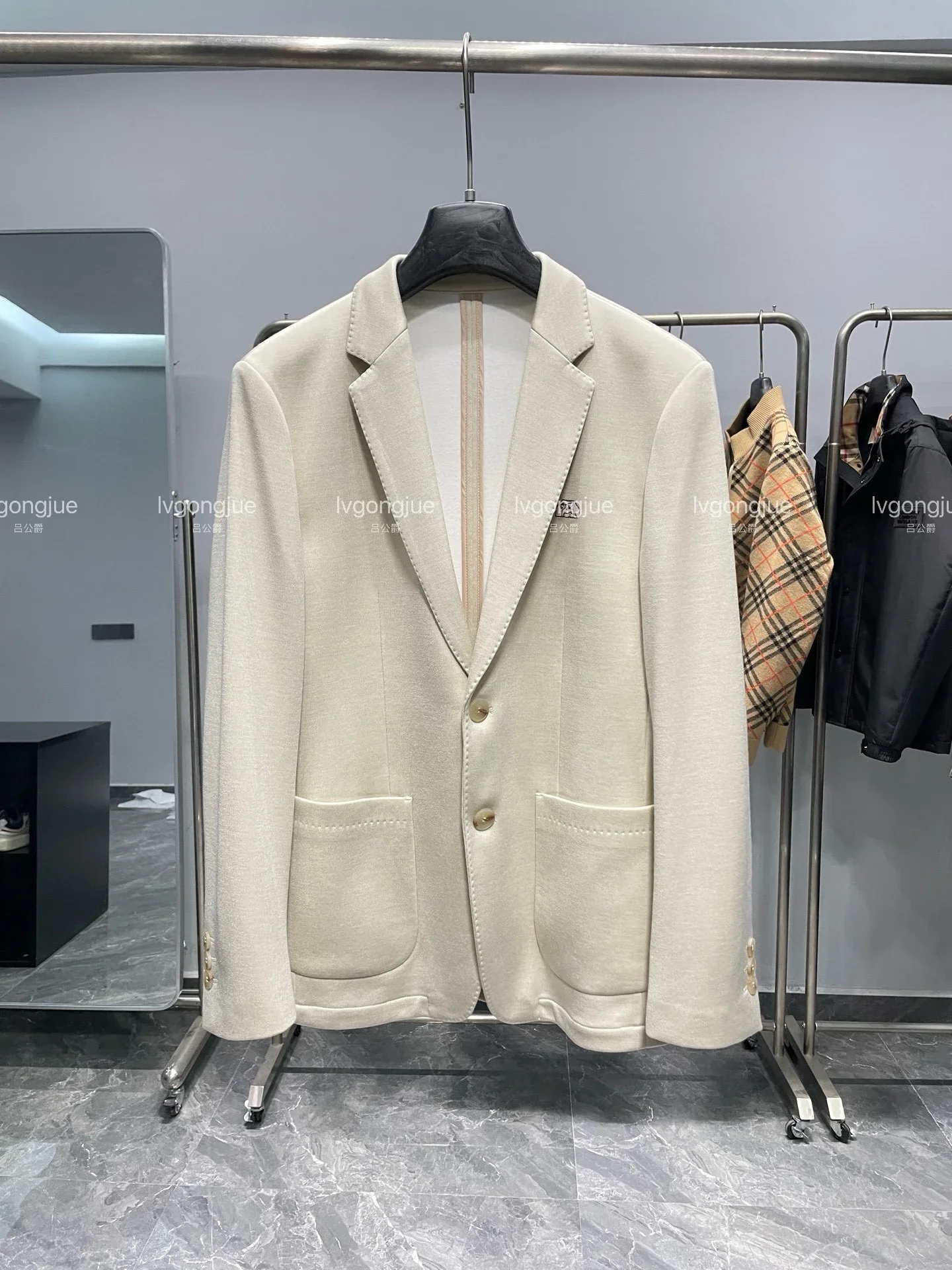 BC wool blend business casual embroidered men's blazer