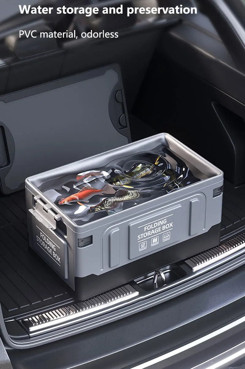 Faltbare Aufbewahrungsbox für Autos, Gepäckfach, tragbar für den Außenbereich, große Kapazität, geeignet für Angeln und Camping, Autozubehör – Detail 4