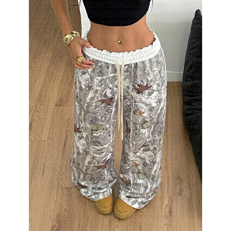 Women'S Kid Autumn and Winter Back-To- Basic Elastic Comfortable Army Green Wide-Leg Sweatpants