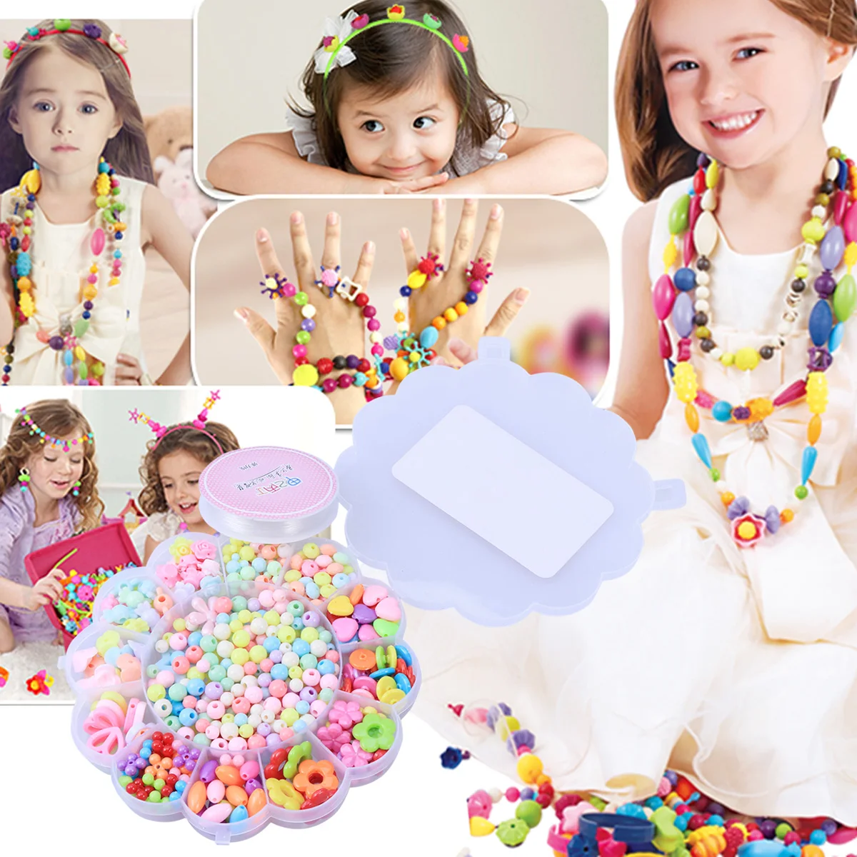 1 مجموعة متعدد الألوان الخرز مجموعة الاطفال DIY الحرفية أداة الذكاء التعليمية لتنسيق اليد والعين صنع المجوهرات #3