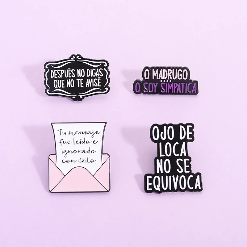 Fun Spanish series brooch Creative cartoon letter design letters accessories badges Lapel Pins Clothing Fashion Jewelry Gifts