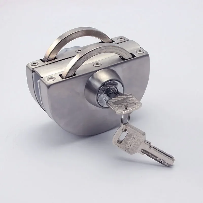 Glass Door Lock, Latches,304 stainless steel,without hole,One door,Bidirectional unlock, Frameless glass door
