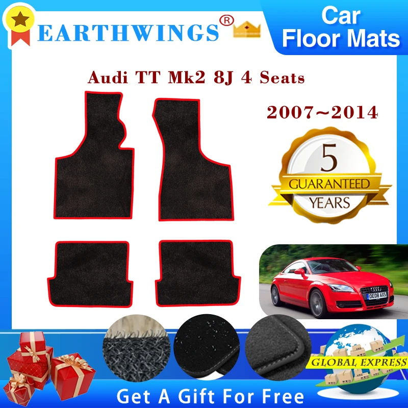 

For Audi TT Mk2 8J 4 Seats 2007~2014 Car Floor Mats Panel Footpads Anti-slip Carpets Cover Foot Pads Auto Interior Accessories