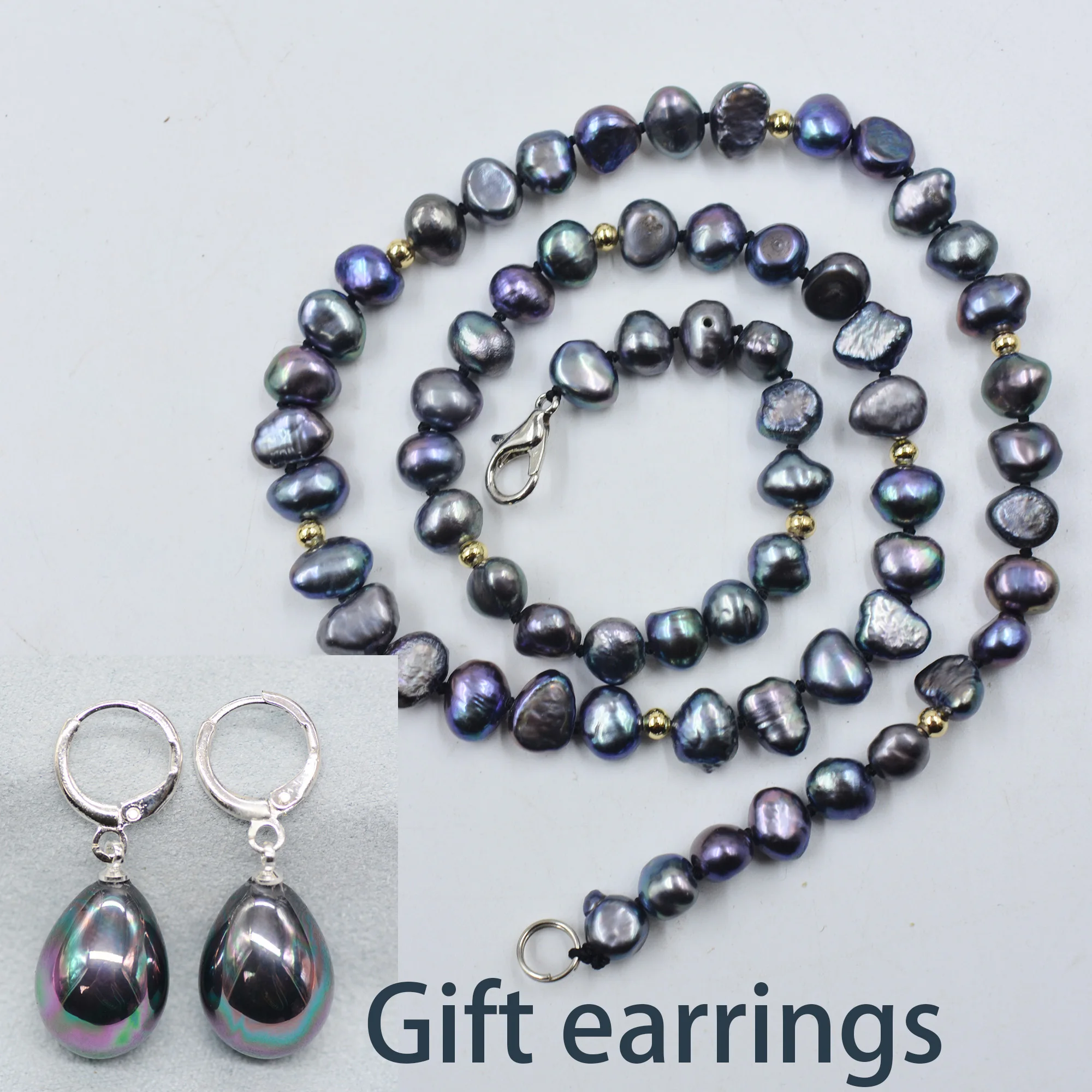 6mm Natural Gray Tahiti Baroque Pearl Necklace  45CM