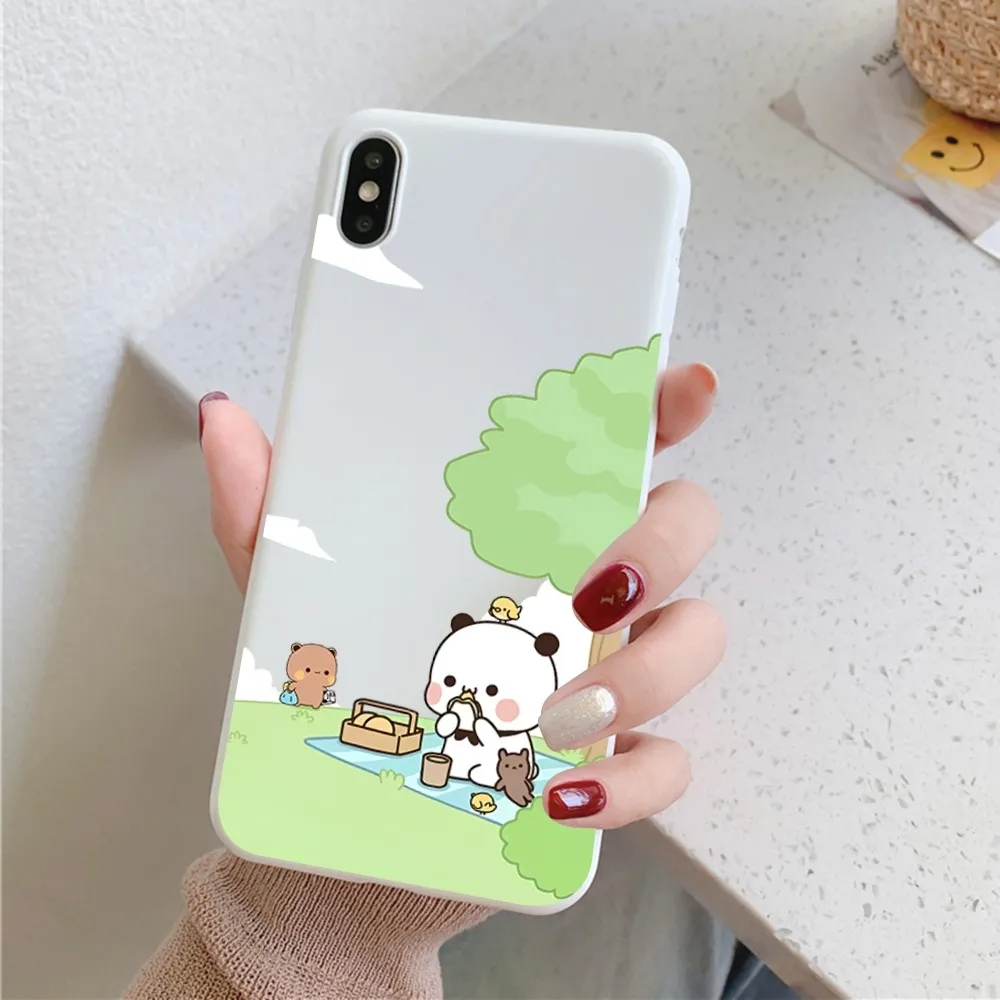 M-Milk Bear Cute Cartoon Mousepad for iPhone 14 11 12 13 Mini Pro Xs Max 8 7 6 6S Plus X XR Solid Candy Color Case