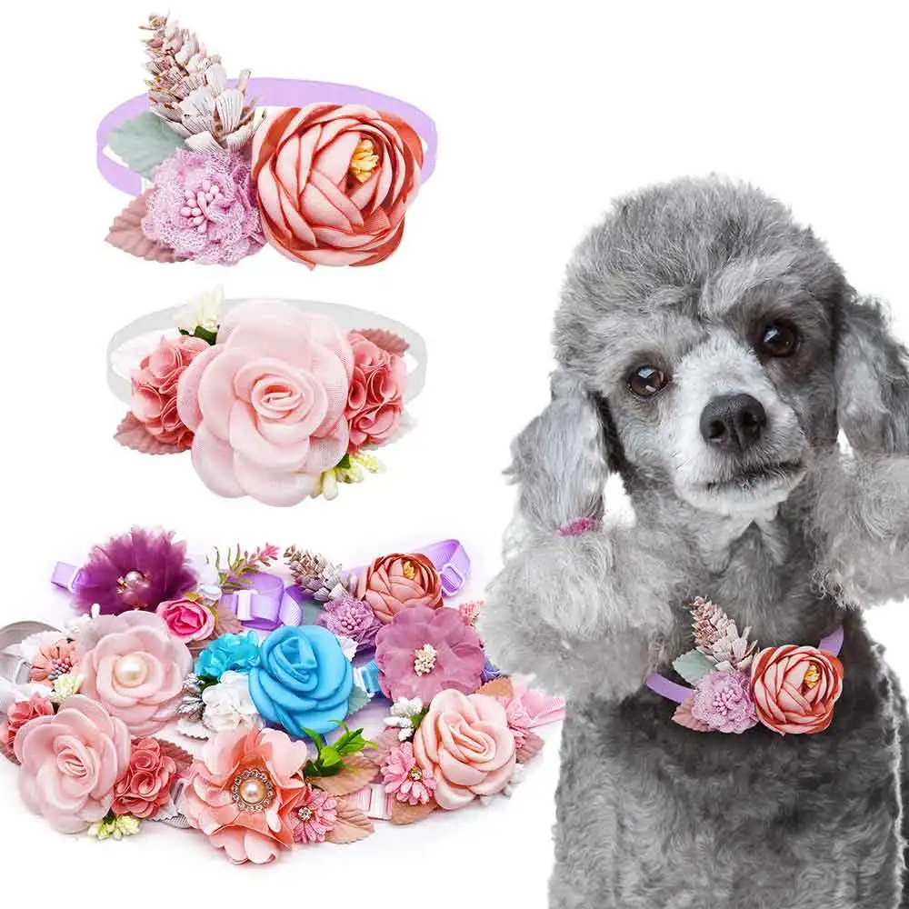 2PCS Blume Halsbänder Für Hunde Valentinstag Hund Bowties Einstellbare Katze Krawatten Nette Hund Fliegen Halsbänder Haustier Hund zubehör