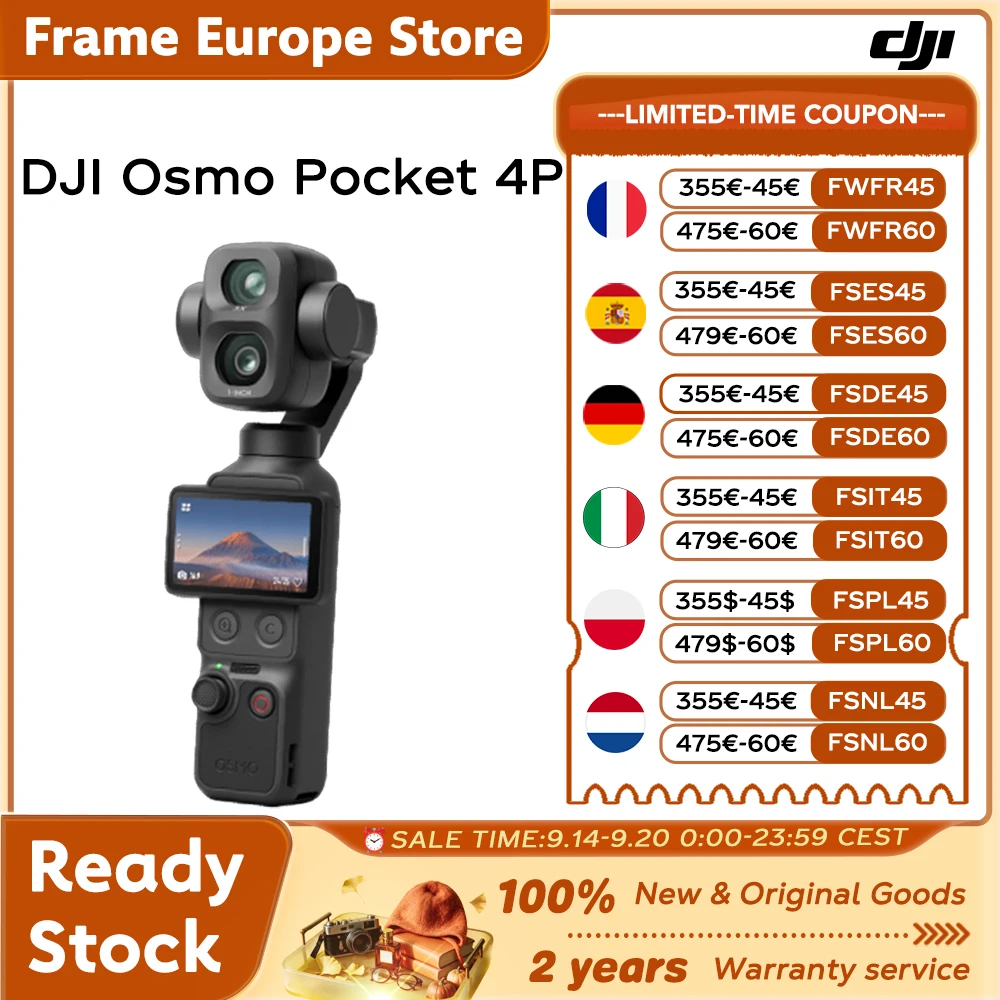 【LOCAL+】DJI Osmo Pocket 4P Gimbal a Doppia Fotocamera, Sensore CMOS da 1 Pollice, Range Dinamico di 17 Stop, Slow-Mo 4K/240fps, Memoria da 103GB, Fotocamera per Vlogging Osmo Pocket 4P