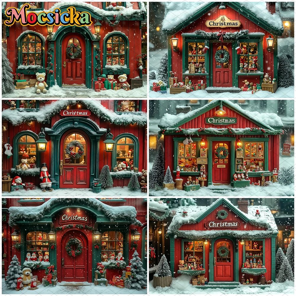 

Mocsicka Christmas Photography Backdrop House Snowflake Xmas Tree Party Decorations Child Family Holiday Party Background Banner