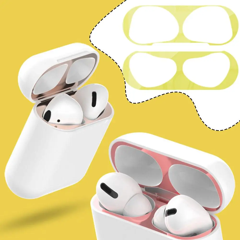 مناسبة لأجهزة Apple AirPods 4 ملصقات معدنية مقاومة للغبار ومضادة للسقوط ومقاومة للخدش غطاء ملصق ملحقات سماعات الأذن E7S4