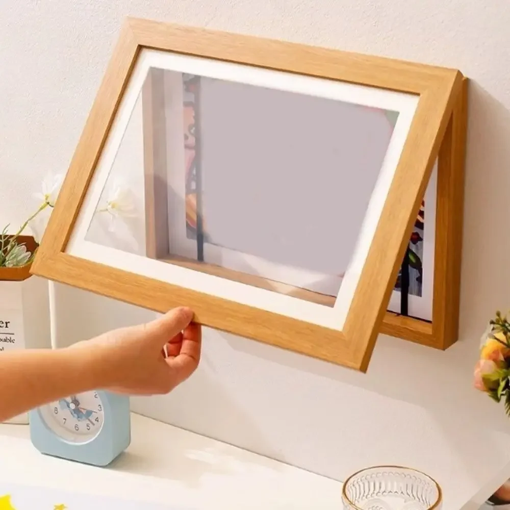 A4/A3 Magnetic Flip Photo Frame Elastic Straps Front Opening Flip Art Photo Frame Changeable Photo Storage Frame Kindergarten