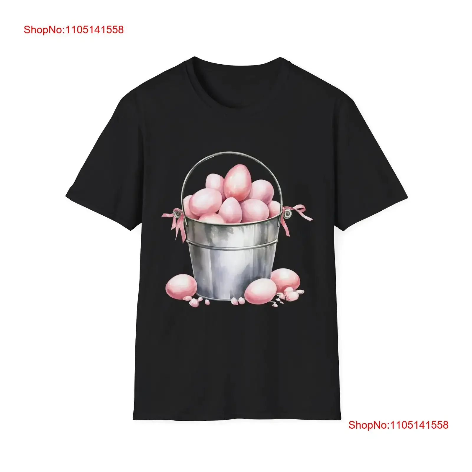 Easter Egg Bucket T Shirt Spring Fashion Cute Holiday vintage Washed Casual Top For Everyday Wear Breathable fashion Soft