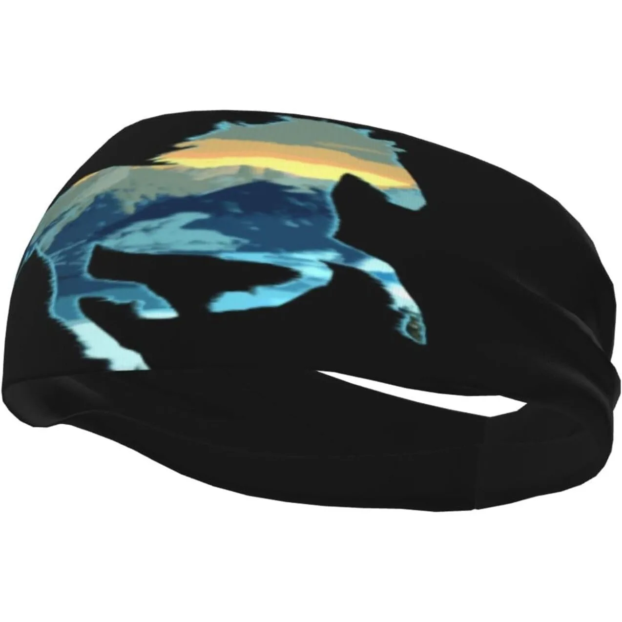 

Horse Sports Headband, Men's and Women's Running Headband, Fashion Decoration Sweatband Elastic Headband, Black