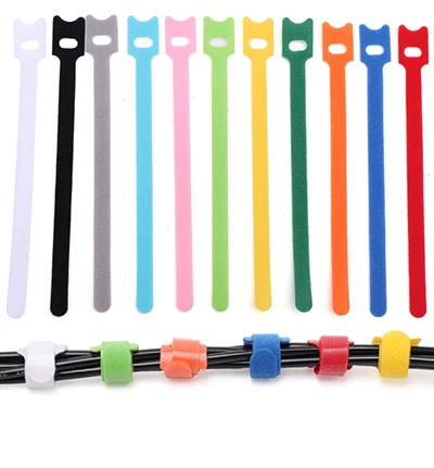 50/30/10PCS Velcro zip ties, T-shaped cat head data cables, storage and management cables, nylon self-adhesive colored straps