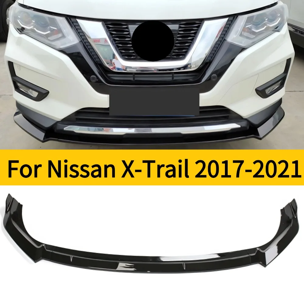 For Nissan X-TRAIL 2017-2021 Bumper Chin Guard Styling Tuning AccessoryGlossy Black Carbon Fiber Front Lip Splitter