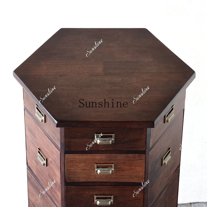 중국산 원목 복고풍 회전식 서랍장, 전통 한약 캐비닛, 수납장 FT