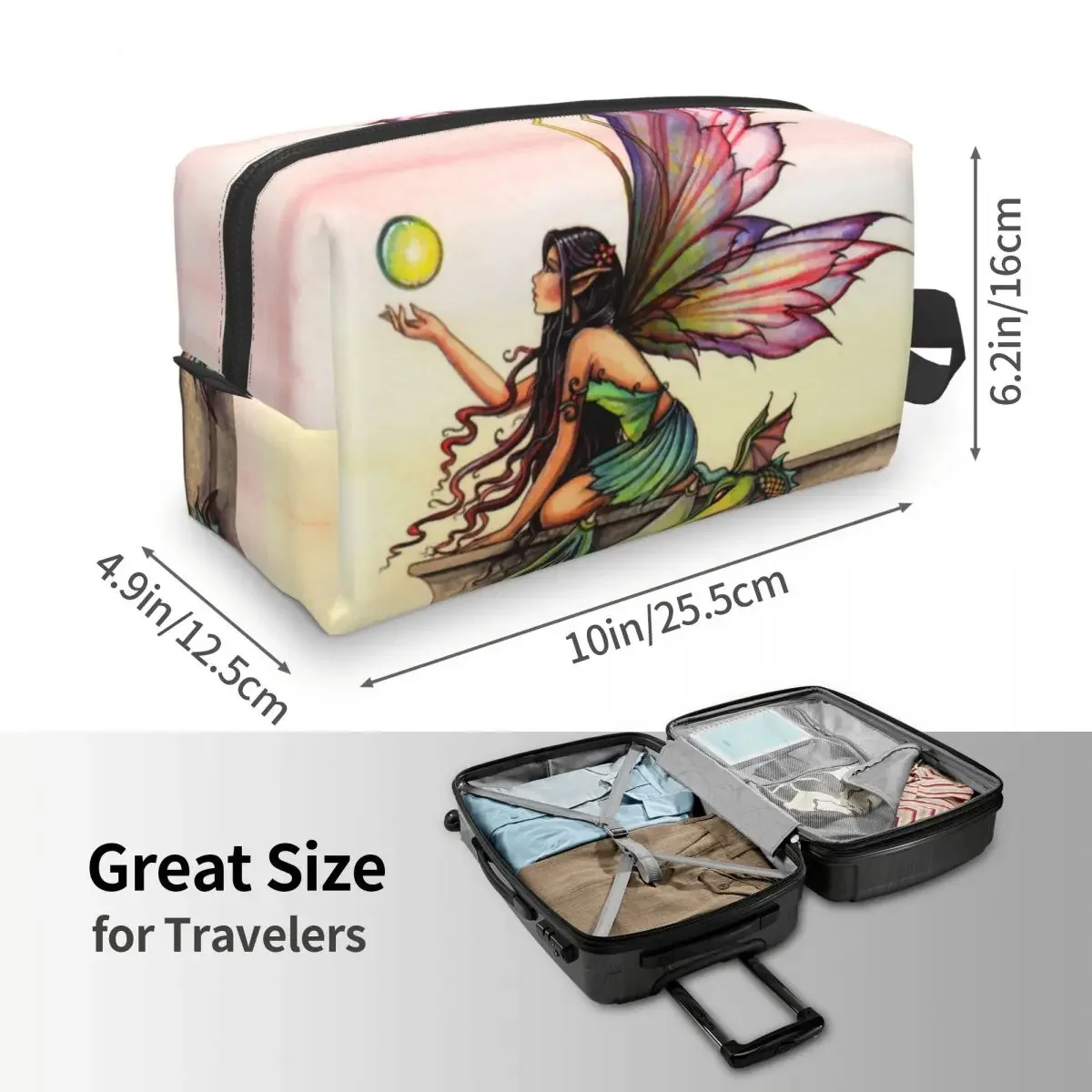 Dragons Orbs Fairy And Dragon Toiletry Bag Women Molly Harrison Cosmetic Makeup Organizer Lady Beauty Storage Dopp Kit Box