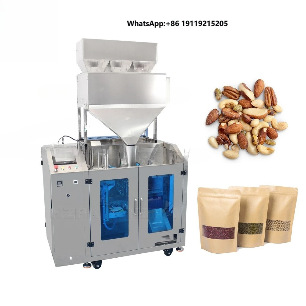 HZPK Automatic Food Tea Powder Coffee  Plastic Paper Zip Stand up Bag Pouch Filling Sealing Printing Packaging Machine