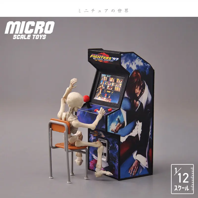 

1:12 Scale Realistic Retro Mini Arcade Machine, Dollhouse Accessory with Joystick for Desktop Diorama Display Collectible Decor