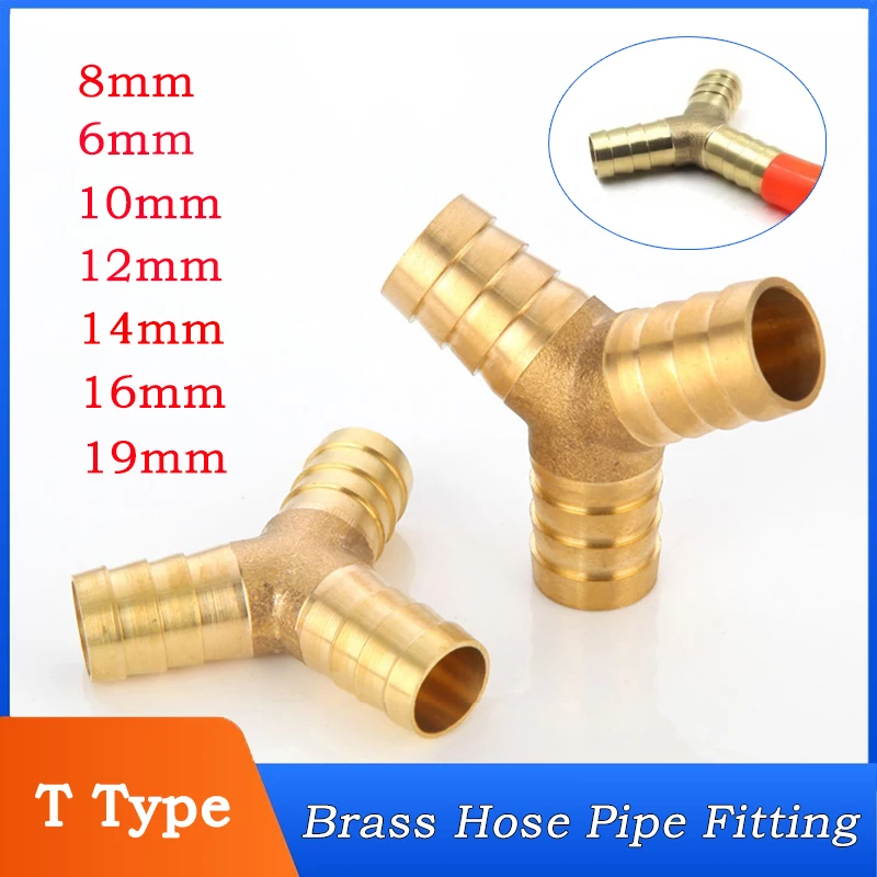 

6/8/10/12/14/16/19mm﻿ Brass Pagoda Joint BrassY Type Hose Pipe Fitting Barbed Connector Joint Air Water Oil Coupler Adapter
