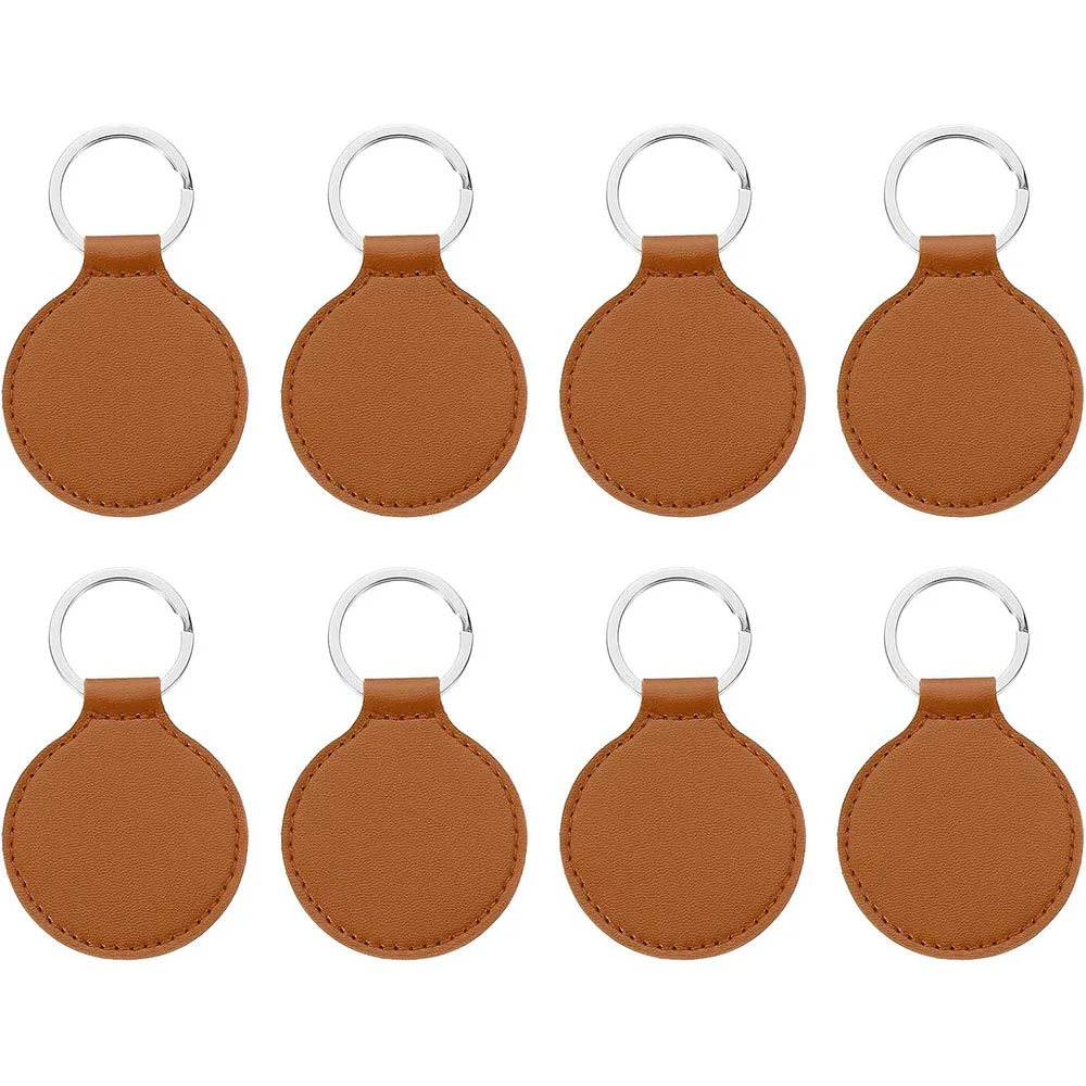

8pcs Round Keychain Blanks Double Side Laser Engraving Key Chains for Embossing Leather Blank Keychains UV-Printing DIY Craft