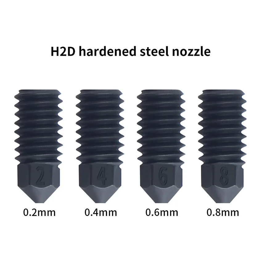 

1pc Replacement 450° Hardened Steel Nozzle 0.2/0.4/0.6/0.8mm Wear-resistant Extrusion Printhead for H2D 3D Printer Parts
