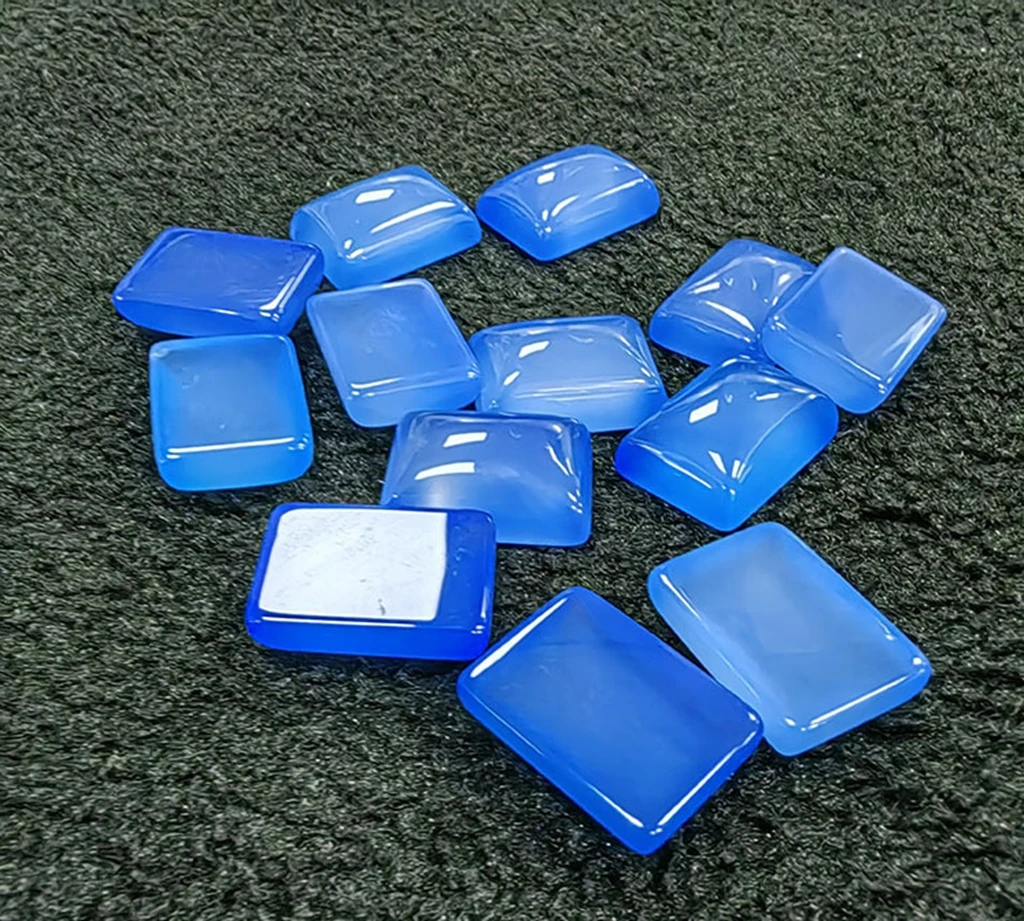 

Real GEM-Sale 10pcs/pack Natural Blue Agate Carnelian Bead Cabochon 13x18mm Rectangle Gemstone Jewelry Ring Face