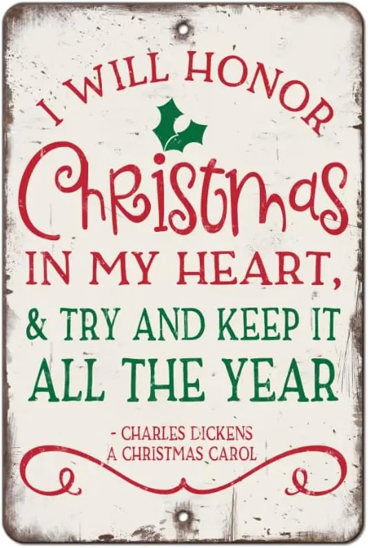 Letrero de metal Scrooge A Christmas Carol Charles Dickens 12 x 16 pulgadas