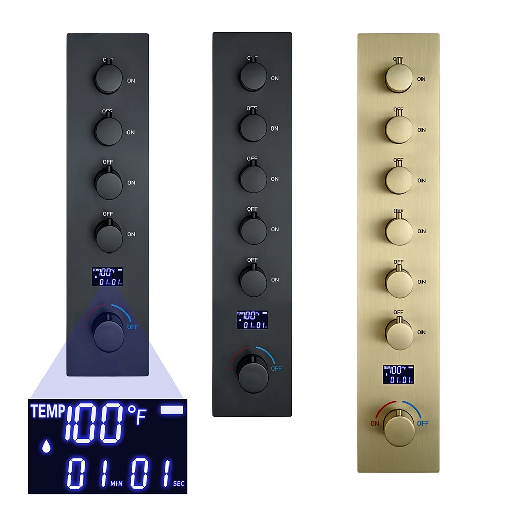 

Qlonn Multifunction Bathroom Black Shower Faucets Mixing Valve Hot and Cold Mixer Faucet Big Water Flow Gold Shower Controller