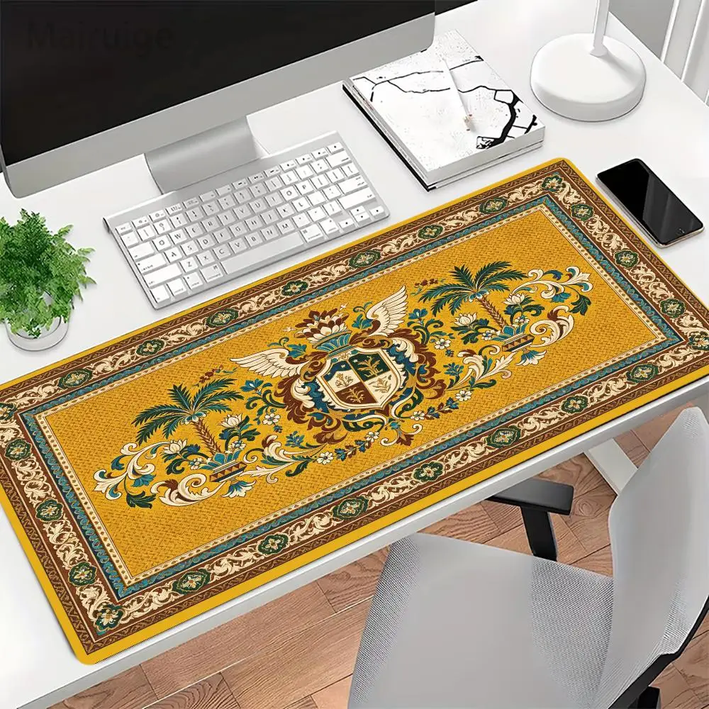 Royal Crest Emblem Persian Rug Pattern Desk Mat Gaming Mouse Pad Thick Rubber Large Size For Desk Decor