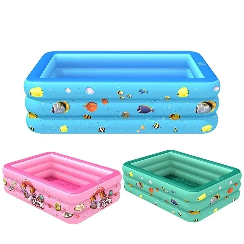 Thicken Large Inflatable Swimming Pool Rectangular Swimming Pool PVC Paddling Bathing Tub Summer Outdoor Toy for Family Children