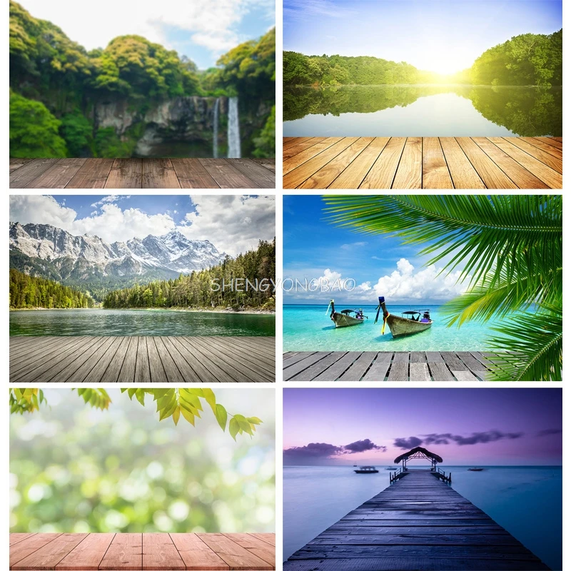 

Spring Forest Wooden Floor Photography Backgrounds Sky Sea Scenery Baby Portrait Photo Backdrops Studio 21105 LKJ-01