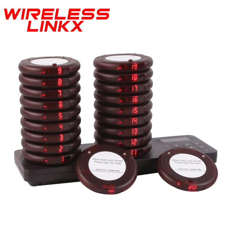 Wireless Restaurant Pager System Waterproof Buzzers Calling System Food Pager For Cafe Church Clinic Food Court Food Truck