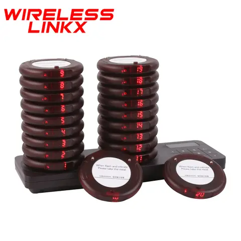 Wireless Restaurant Pager System Calling Coaster Buzzers Dual Charging Base For Cafe Church Clinic Food Court Food Truck