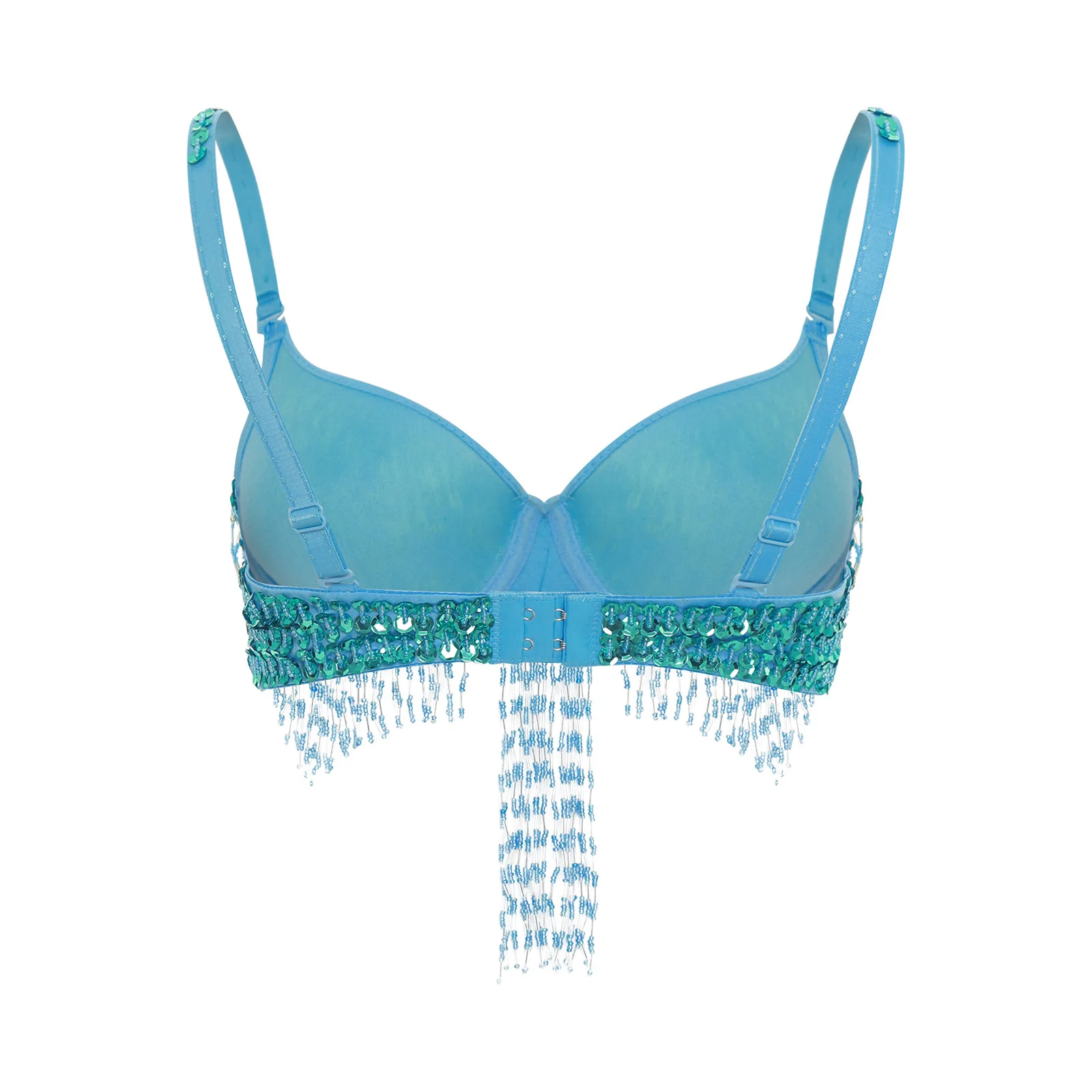 Womens Buikdans Beha Tops Glanzende Pailletten Plastic Kralen Fringe Beugelbeha Push Up Balconette Salsa Rumba Dans Kostuum