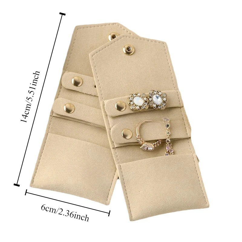 1pc Jewelry storage roll bag Portable Foldable Solid color Earrings Necklace Ring Jewelry bag Storage bag