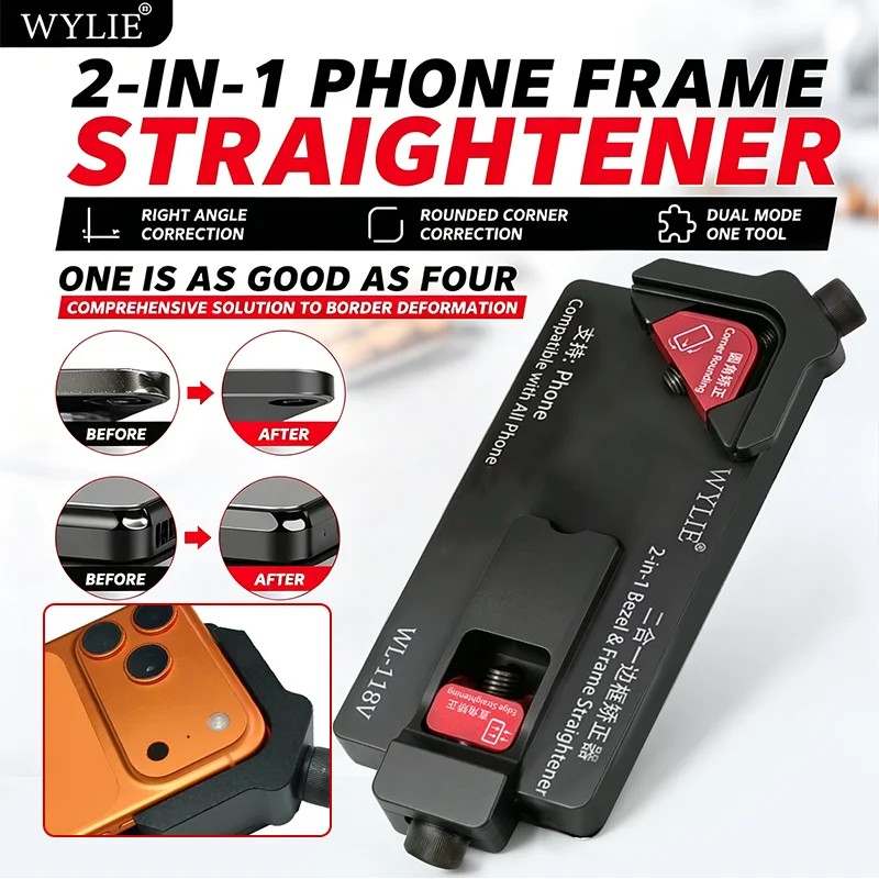 

WYLIE 2in1 Frame Straightener WL118V Professional Phone Pad Frame Repair Tool Edge Straightening Corner Rounding