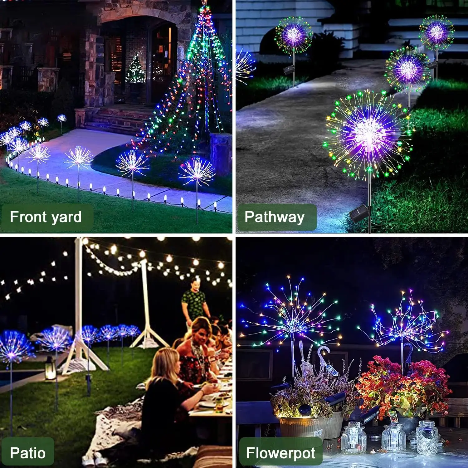 LED Solar Fireworks Lights Powered Outdoor Grass Globe Dandelion Lamp for Garden Lawn Landscape Lamp Holiday Light