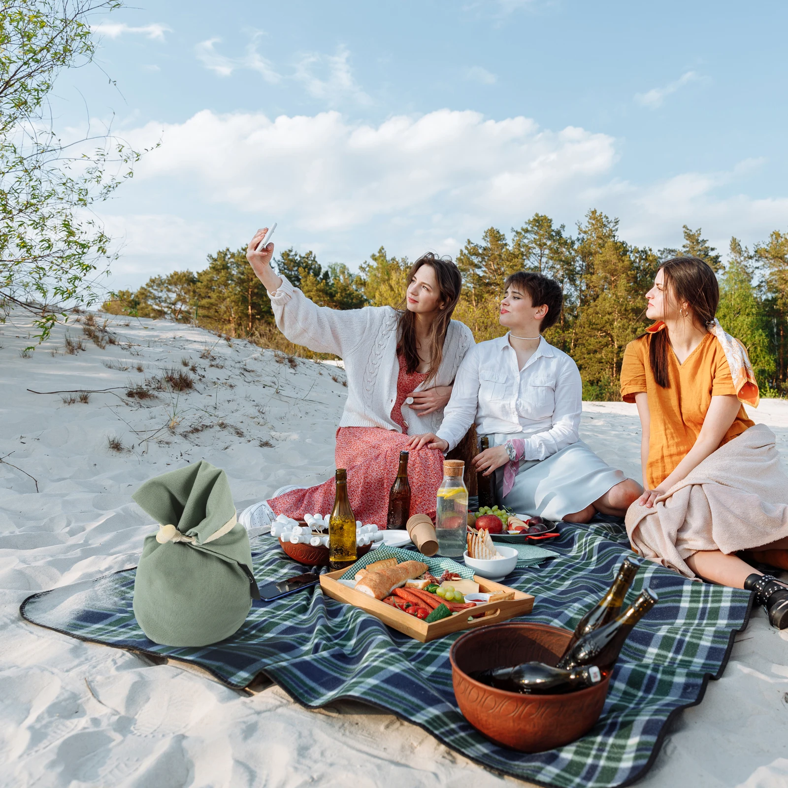 

Camping Rice 1kg Funnel Mouth Rice Bag Capacity Canvas Storage Pouch Funnel Mouth Wood Button Grain Bag Picnic BBQ