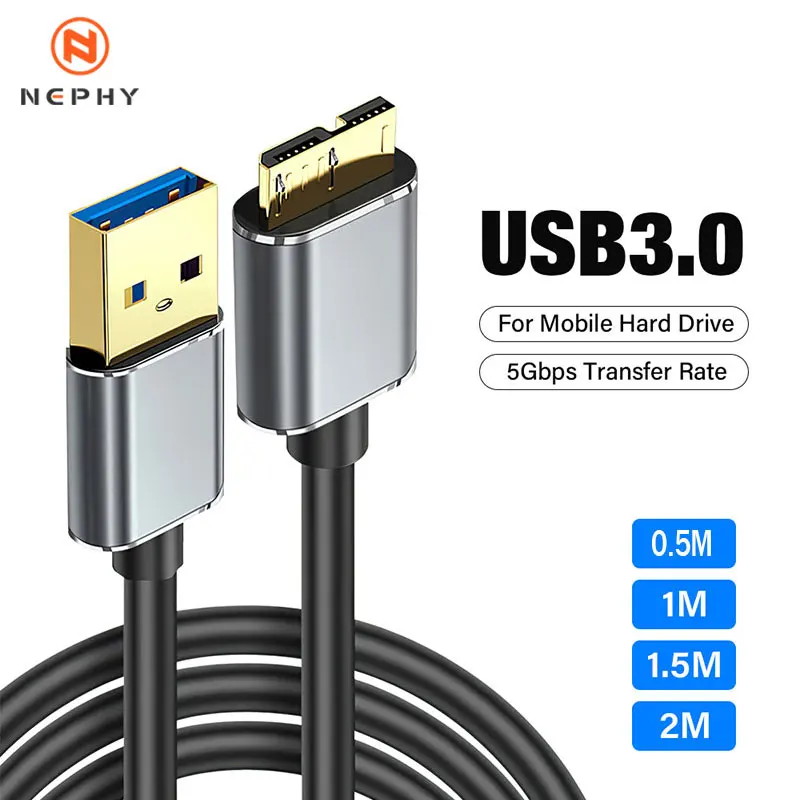 USB 3.0 Type A to USB3.0 Micro B Adapter Cable Sync Data Cable Cord for Samsung WD Seagate External Hard Drive Disk HDD SSD 2M