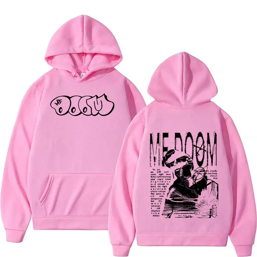 Rapper Mf Doom Album musik Hoodie madvilide, Sweatshirt pakaian Hip Hop wajah logam, Hoodie ukuran besar mode Vintage Pria Wanita