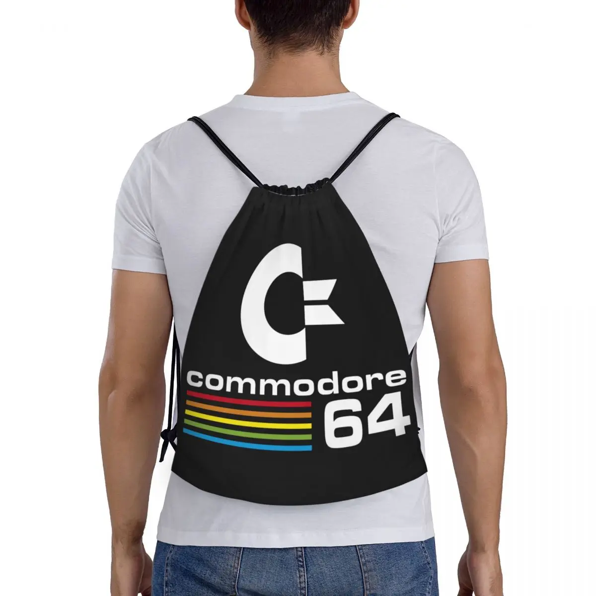 Saco de cordão Commodore 64 personalizado para treinamento, mochilas de ioga para mulheres e homens, C64 Amiga, Computer Sports Gym Sackpack