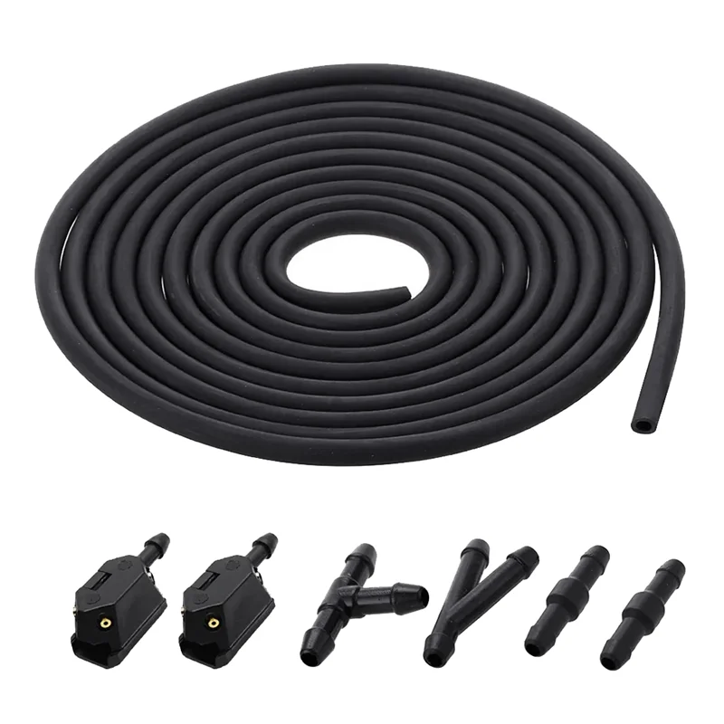 

7Pcs/Set Front Windscreen Wiper Arm Washer Nozzle Jet 4 Way Check Valve 2M Tube Pipe Hose T Y Connector Straight