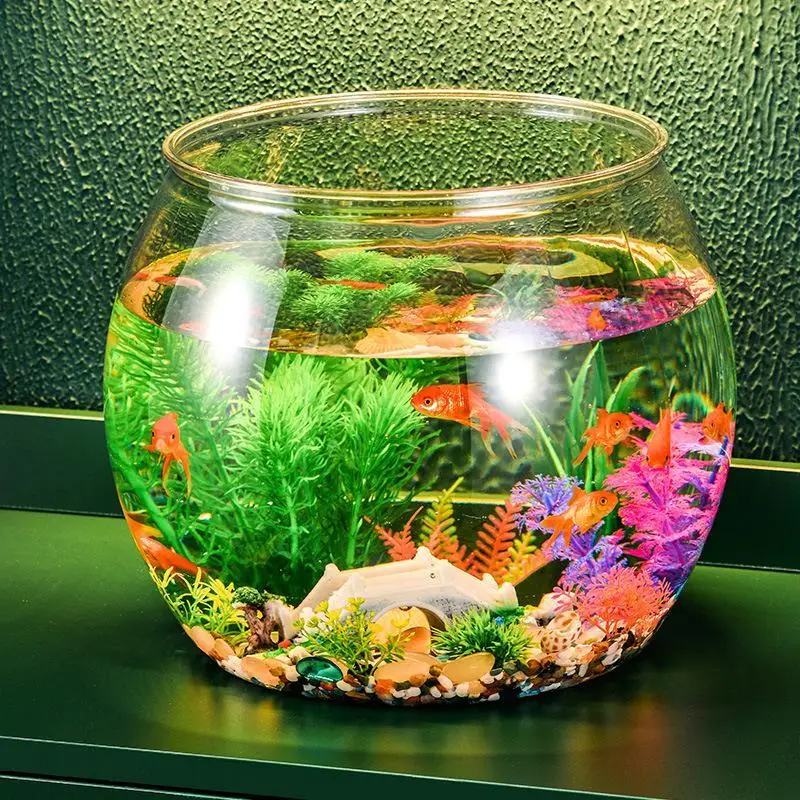 Plastic Fish Bowls Round Clear Goldfish Bowl Aquarium Hydroponic Planter Floral Container For Table Centerpiece Fish Home Decor