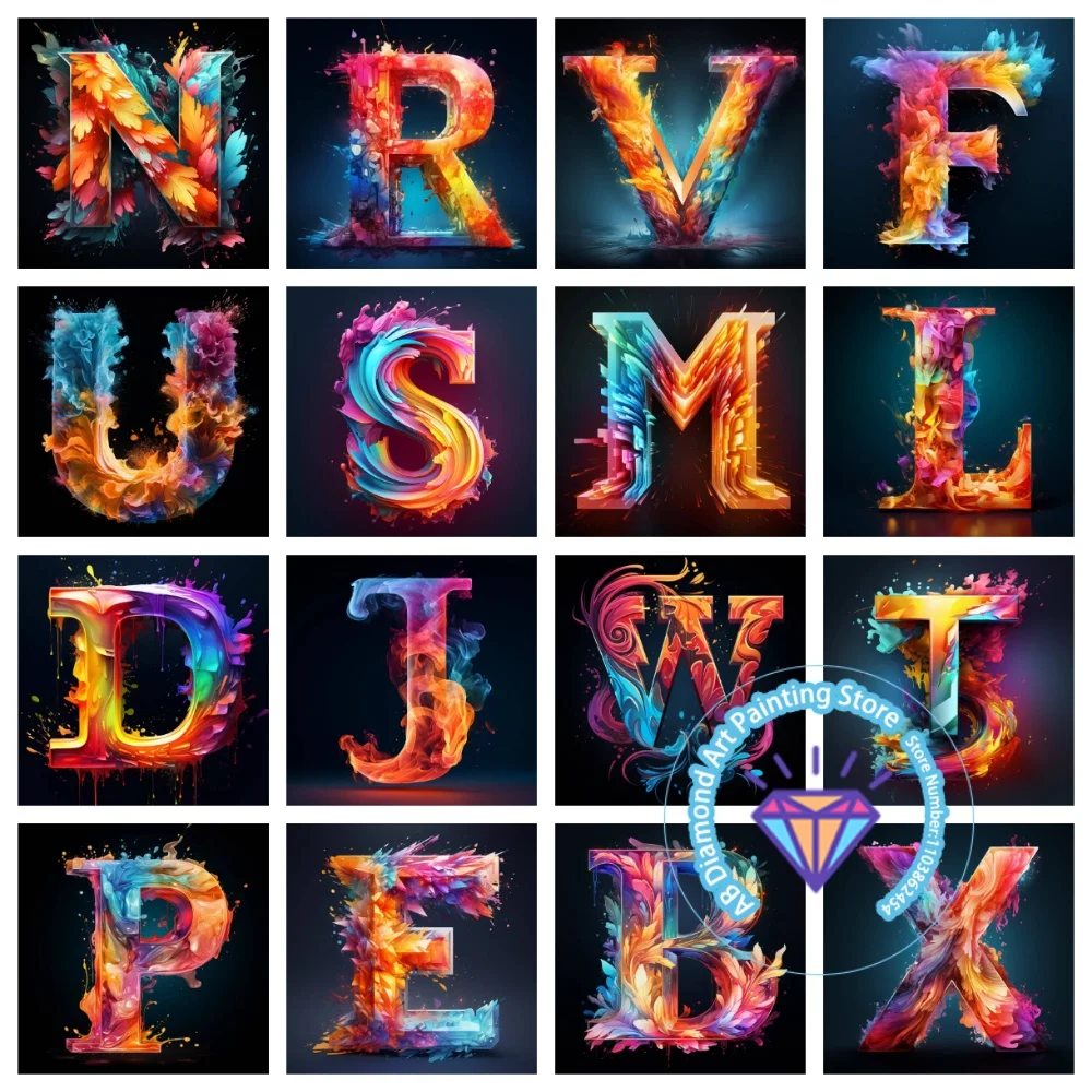 

Colorful letter AB diamond painting kit square circular diamond 5D DIY mosaic handmade art adult exquisite gift home Decor