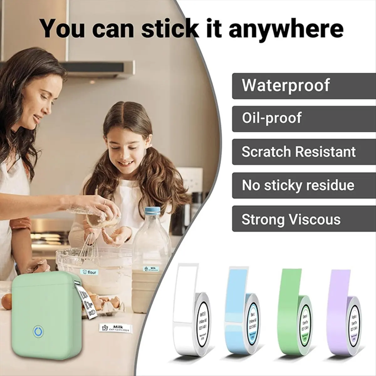 Wireless MiniPortable Printer Smart Label Printer Mobile Thermal Adhesive Label Machine Suitablefor Storehouse Express,A
