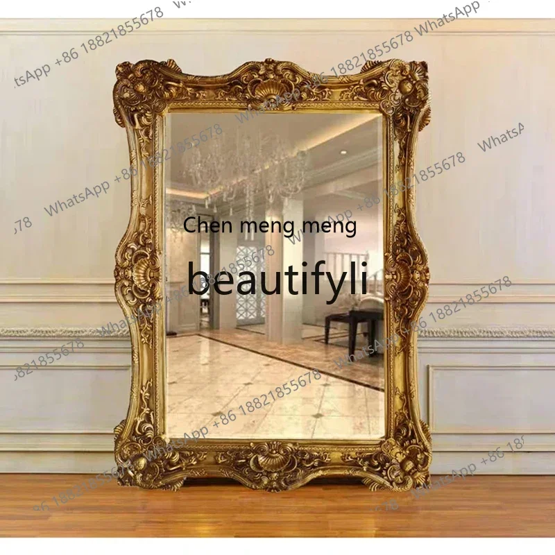

Retro makeup mirror European hand-carved home vanity mirror court style wall-mounted mirror2936