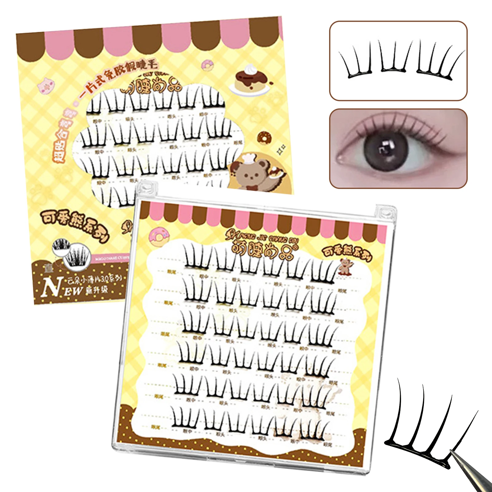 โนกกลู มังงะขนตาปลอมสไตล์เกาหลี W รูปร่างต่อขนตาแบบคลัสเตอร์บางพิเศษธรรมชาติทุกวันขนตาไร้กาว