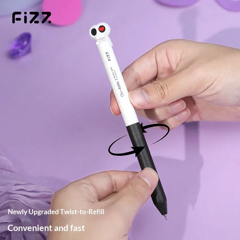 

2pcs & 5pcs Fizz Press Gel Pens Set 0.5mm Black CS Double Bead Signature Pen KAWAI Super Good Writing School Stationery Supplies